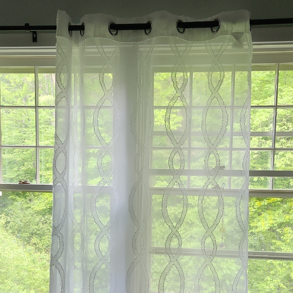 Four Elegant White Sheer Curtain Panels